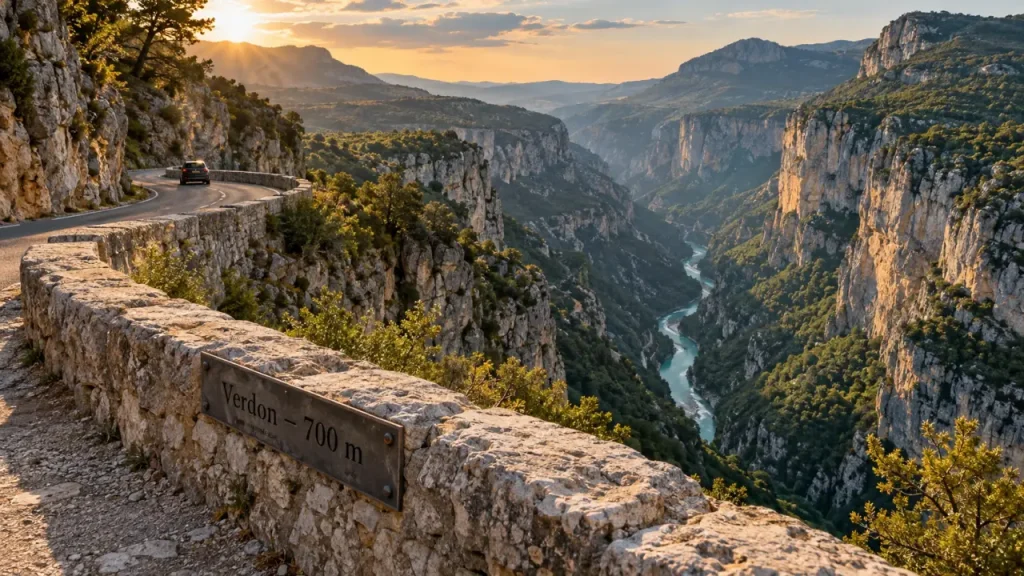 Profondeur gorges du Verdon jusqu’à 700 m depuis un belvédère