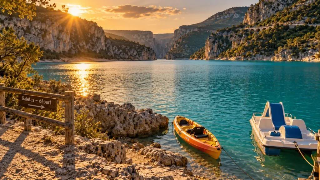 Que faire au lac de sainte croix : vue depuis le pont du Galetas sur les eaux turquoise