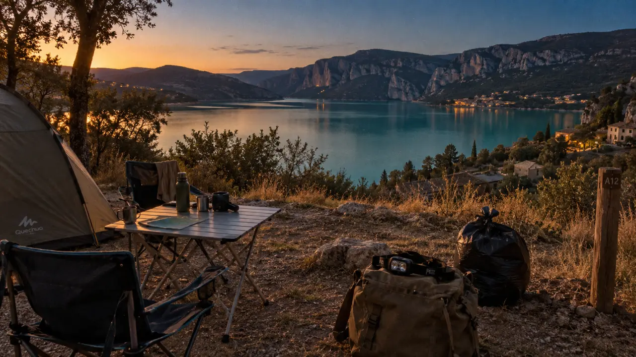 Spot bivouac lac de sainte croix : aire de camping près du Verdon, lac turquoise au calme