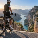 Velo gorges du verdon : cycliste près d’un belvédère sur la route des crêtes